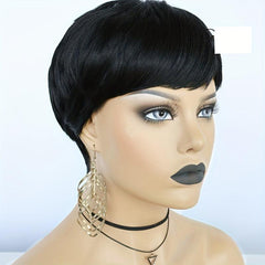 Short Curly Pixie Cut Wig With Bangs Synthetic Wig