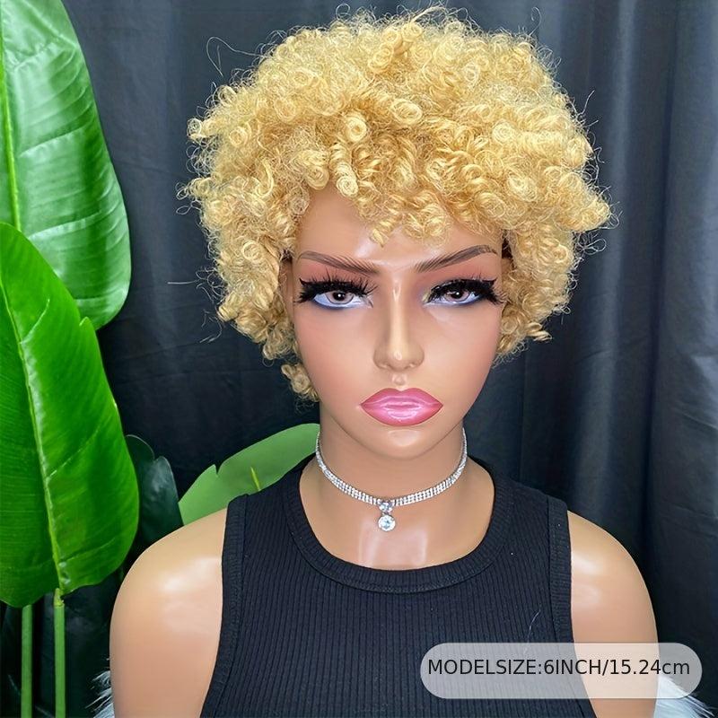 24 Cm Afro Curly Kinky Synthetic Lace Wigs for Women