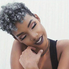 24 Cm Afro Curly Kinky Synthetic Lace Wigs for Women