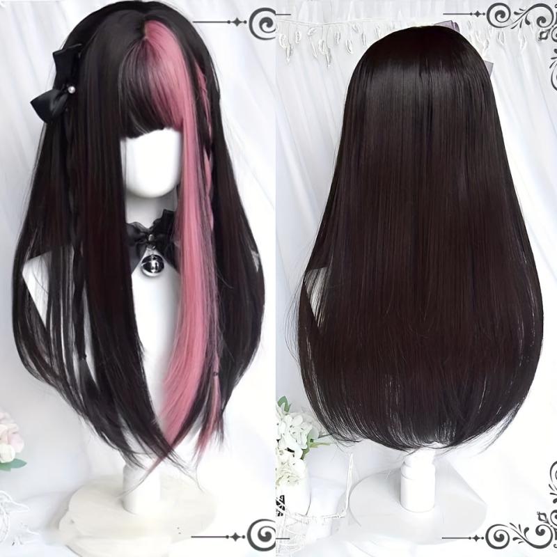 Long Mixed Red Synthetic Wig Cosplay Lolita Harajuku Wig