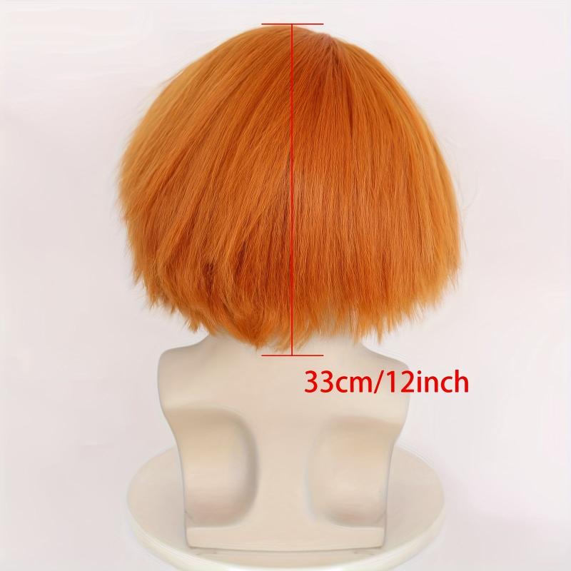 Short Brown Red Orange 30 48 Cm Men's Anime Cosplay Wig for Halloween