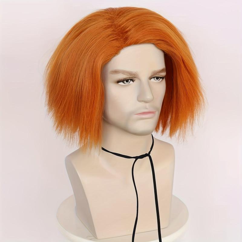 Short Brown Red Orange 30 48 Cm Men's Anime Cosplay Wig for Halloween