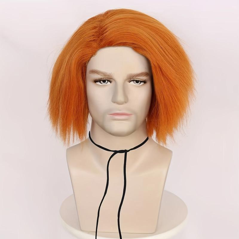 Short Brown Red Orange 30 48 Cm Men's Anime Cosplay Wig for Halloween