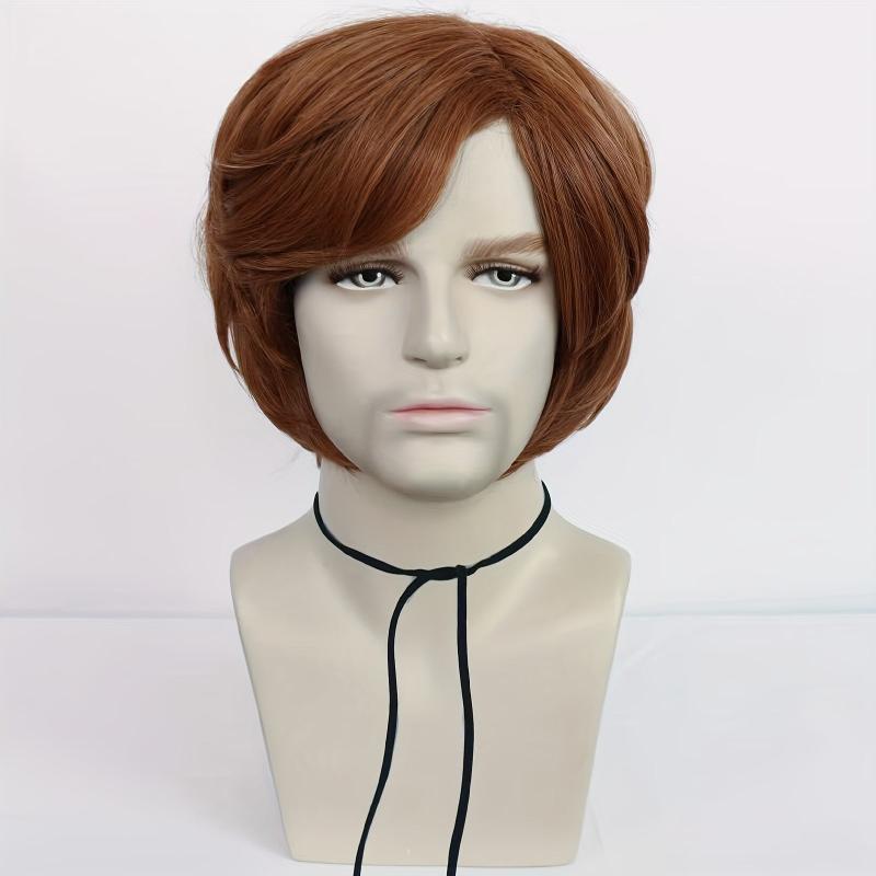 Short Brown Red Orange 30 48 Cm Men's Anime Cosplay Wig for Halloween