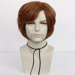 Short Brown Red Orange 30 48 Cm Men's Anime Cosplay Wig for Halloween