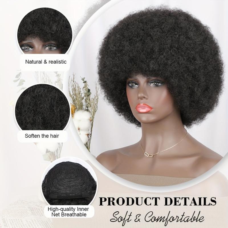 70s Afro Puff Hair Wigs For Women Natural Looking Fluffy