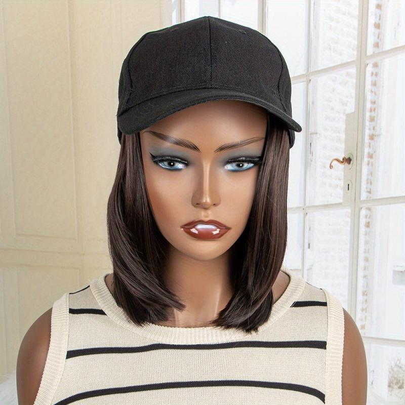 Baseball Cap With Short Bob Hair Wigs Adjustable Cap Wigs For Women