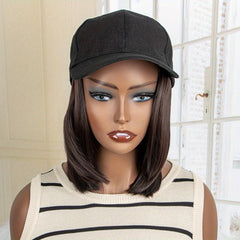 Baseball Cap With Short Bob Hair Wigs Adjustable Cap Wigs For Women