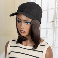 Baseball Cap With Short Bob Hair Wigs Adjustable Cap Wigs For Women
