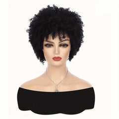 Synthetic Short Bob Wig Afro Kinky Curly Wig With Bangs