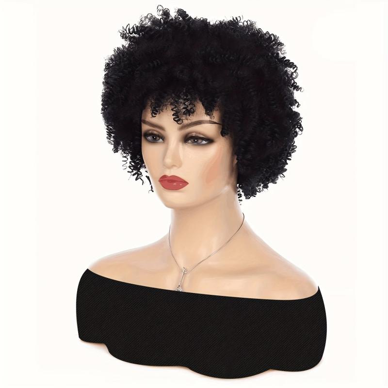 Synthetic Short Bob Wig Afro Kinky Curly Wig With Bangs