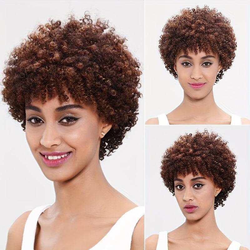 Synthetic Short Bob Wig Afro Kinky Curly Wig With Bangs