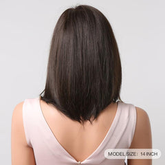 Brown Ginger Highlights Bob Hair Wig with Middle Part