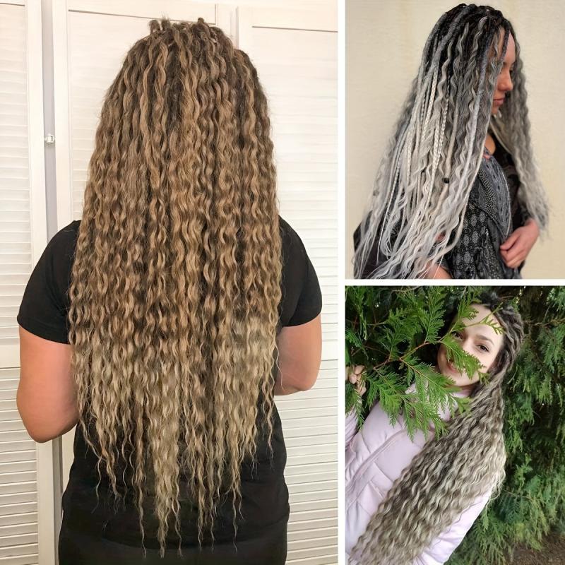 24 Wavy Dreads Honey Blonde Ombre Double Ended Dreadlock Extensions