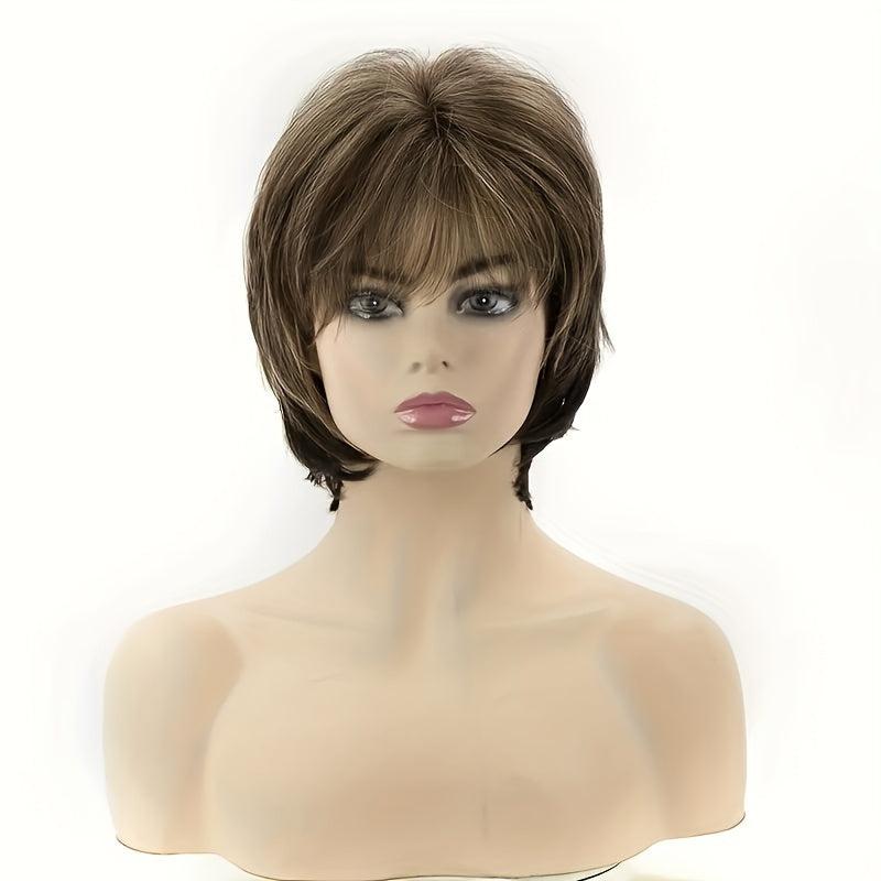 Short Pixie Cut Wig Mixed Blonde Natural Synthetic