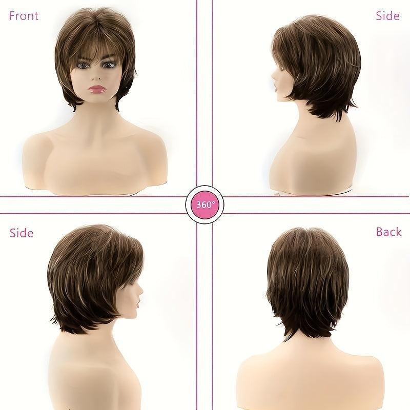 Short Pixie Cut Wig Mixed Blonde Natural Synthetic