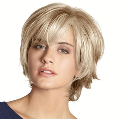 Short Pixie Cut Wig Mixed Blonde Natural Synthetic
