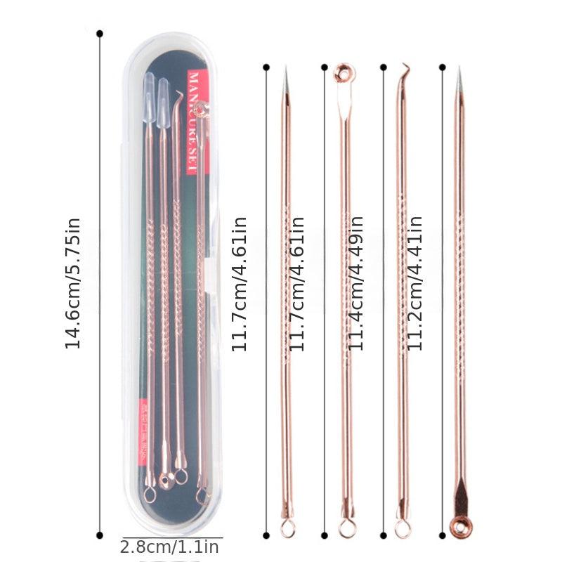4pcs Stainless Steel Blackhead Remover Set for Clean Pores and Acne Blemishes