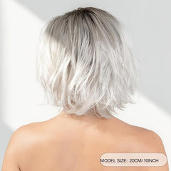 Short Blonde Pixie Cut Wig Synthetic Hair Natural Wavy Replacement with Bangs