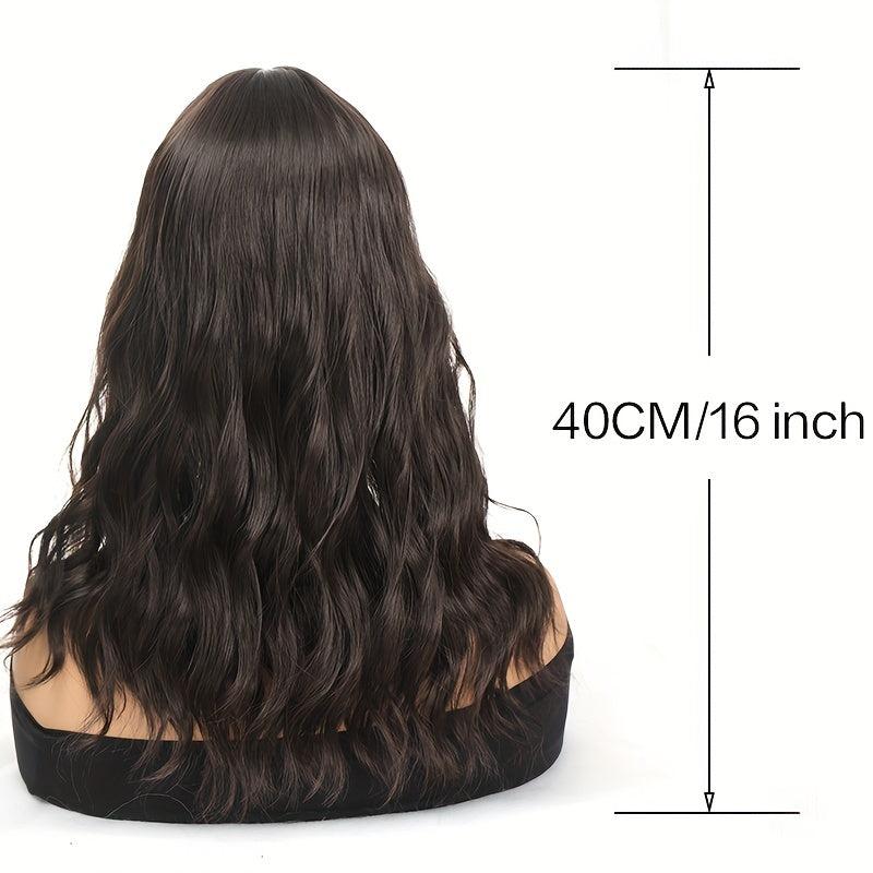 Curly Wavy Hair Wig with Bangs Synthetic Fiber Hair Replacement for Women
