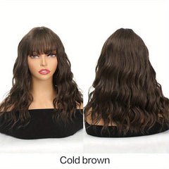 Curly Wavy Hair Wig with Bangs Synthetic Fiber Hair Replacement for Women