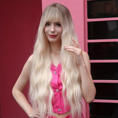 60 96 Cm Long Curly Champagne Blonde Wigs Synthetic Wigs Women's Wigs