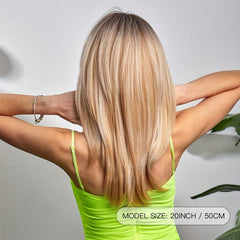 Layered Hair Long Straight Wig With Bangs Natural Medium Straight Synthetic Wig