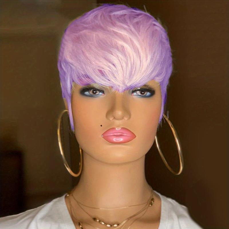 Short Pixie Cut Wigs Synthetic Short Straight Layered Hair Wigs For Women