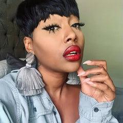 Short Pixie Cut Wigs Synthetic Short Straight Layered Hair Wigs For Women