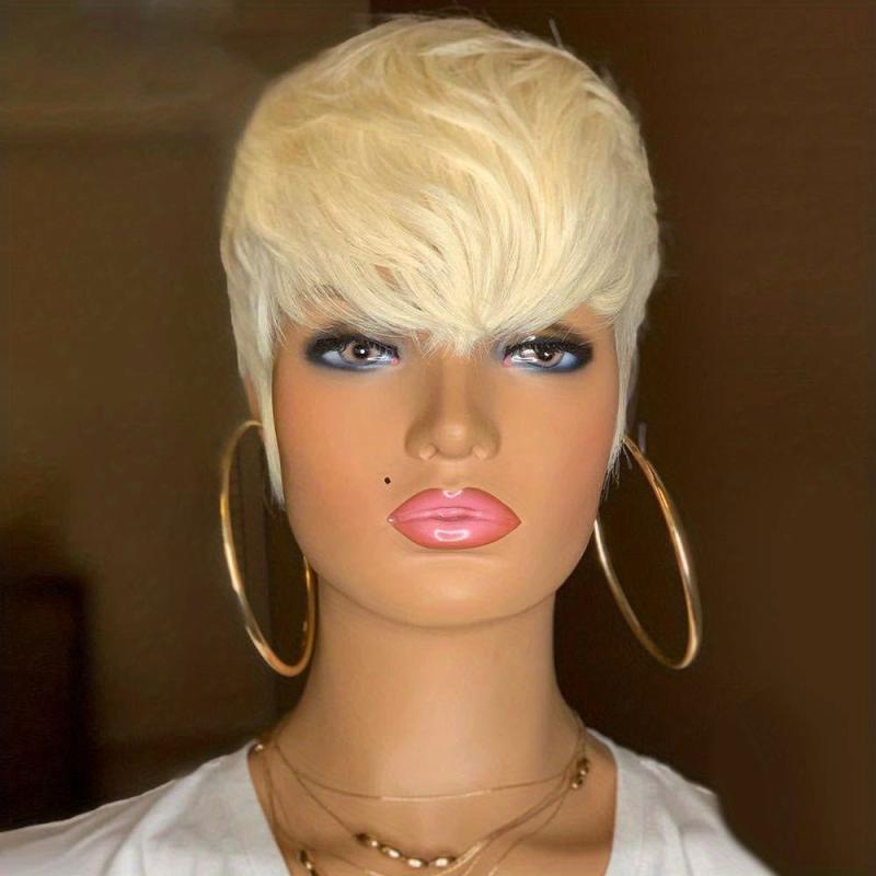 Short Pixie Cut Wigs Synthetic Short Straight Layered Hair Wigs For Women