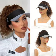 Adjustable Baseball Hat Wig Long Curly Extensions Synthetic Hair