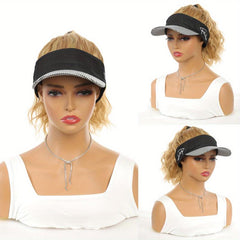 Adjustable Baseball Hat Wig Long Curly Extensions Synthetic Hair