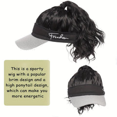 Adjustable Baseball Hat Wig Long Curly Extensions Synthetic Hair