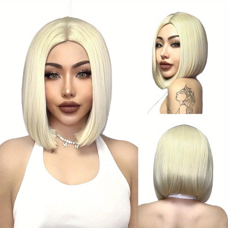 Golden Short Bob Wig Women 30 Straight Synthetic Cosplay Halloween Party Wig