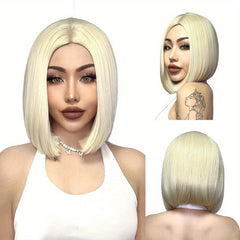 Golden Short Bob Wig Women 30 Straight Synthetic Cosplay Halloween Party Wig