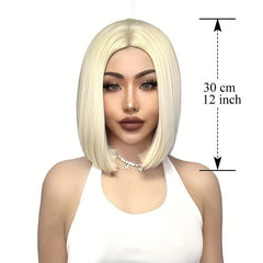 Golden Short Bob Wig Women 30 Straight Synthetic Cosplay Halloween Party Wig