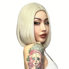 Golden Short Bob Wig Women 30 Straight Synthetic Cosplay Halloween Party Wig
