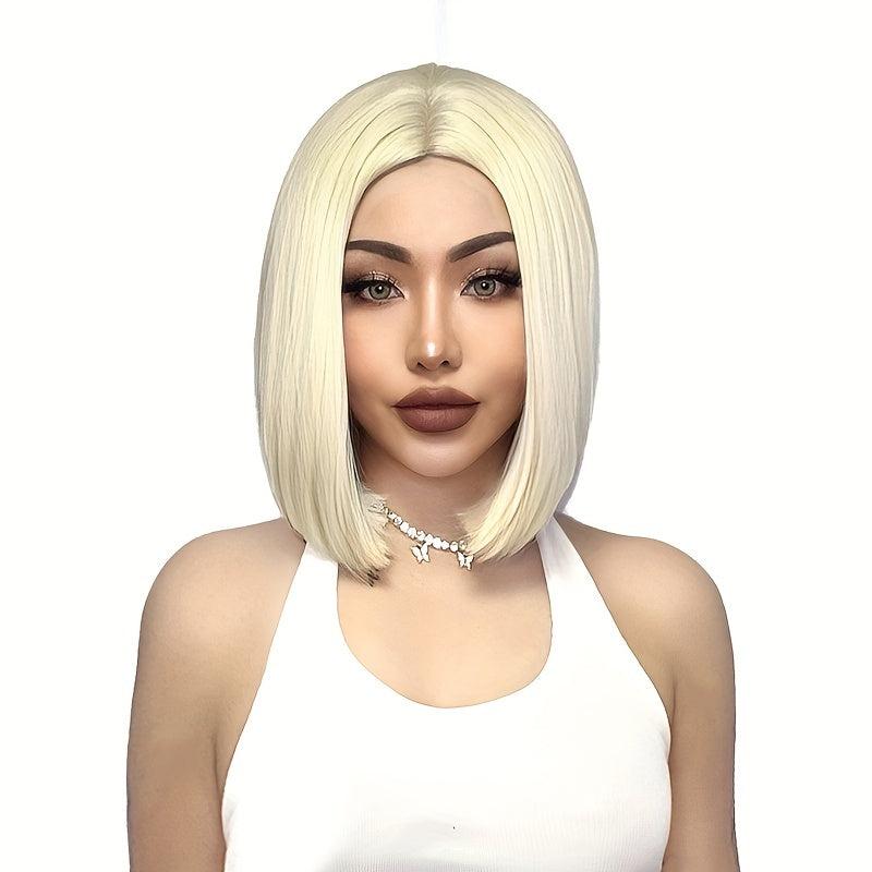 Golden Short Bob Wig Women 30 Straight Synthetic Cosplay Halloween Party Wig