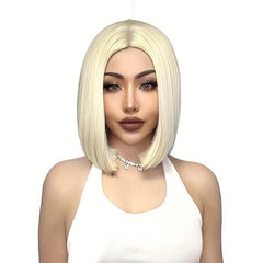 Golden Short Bob Wig Women 30 Straight Synthetic Cosplay Halloween Party Wig