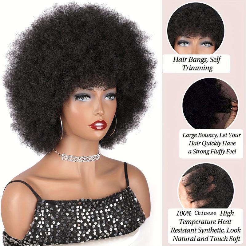 Short Afro Kinky Curly Wigs for Women