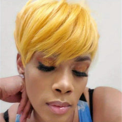 Short Wavy Hair Wigs For Women Curly Pixie Cut With Bangs