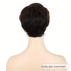 Short Wavy Hair Wigs For Women Curly Pixie Cut With Bangs