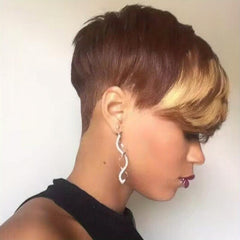 Short Wavy Hair Wigs For Women Curly Pixie Cut With Bangs