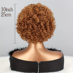 Short Afro Kinky Curly Synthetic Wigs with Bangs Daily Use