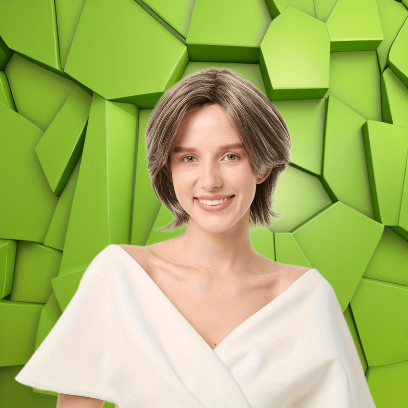 25 4 Cm Mixed Side Part Short Hair Wig for Women