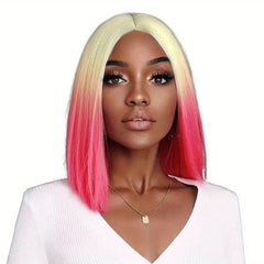 Blonde Ombre Orange Short Straight Hair Wigs Short Bob Cut Wigs For Women