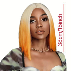 Blonde Ombre Orange Short Straight Hair Wigs Short Bob Cut Wigs For Women