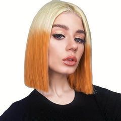 Blonde Ombre Orange Short Straight Hair Wigs Short Bob Cut Wigs For Women