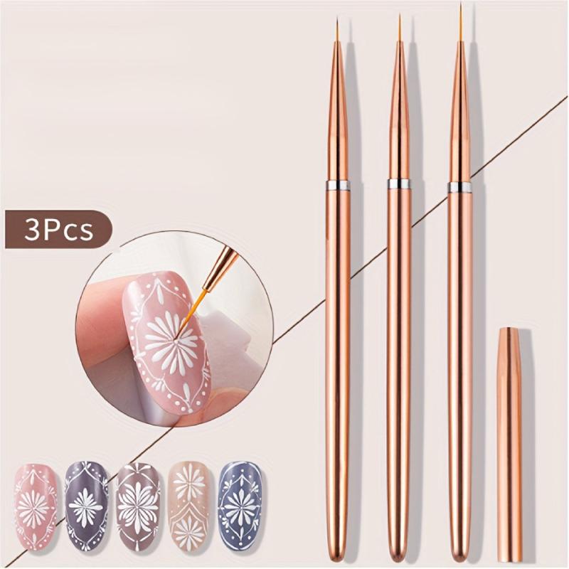 3Pcs Nail Art Brushes Set Gel Polish Nail Art Pen Painting Tools