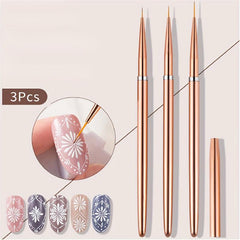 3Pcs Nail Art Brushes Set Gel Polish Nail Art Pen Painting Tools